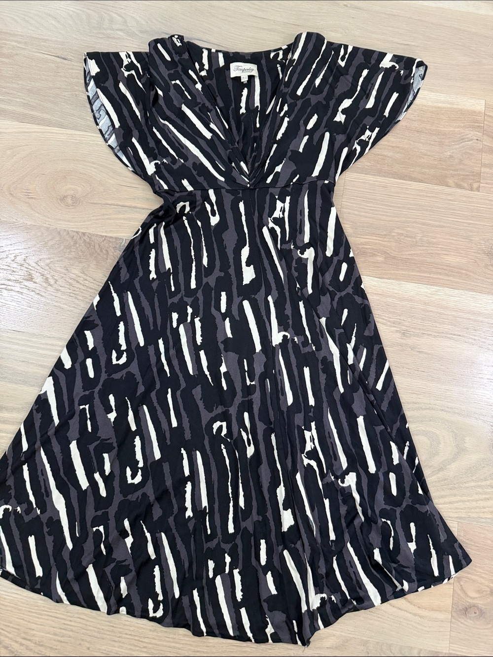 Temperley London 100% Silk Abstract Print V-Neck Midi Dress | US 4 / UK 8